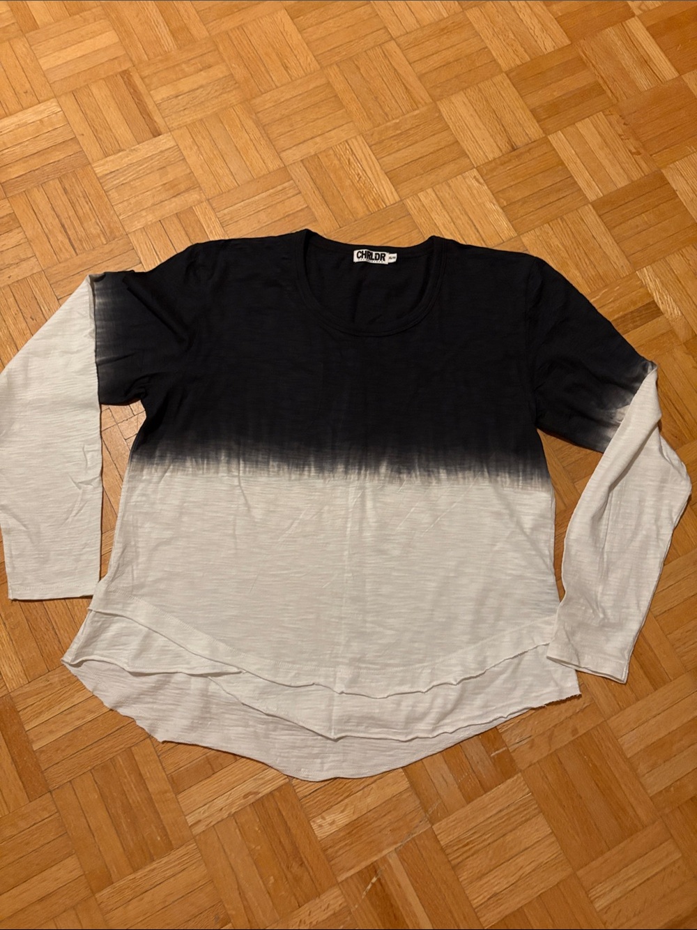 CHILDREN OF THE TRIBE Ombre Black to White Long Sleeve Top